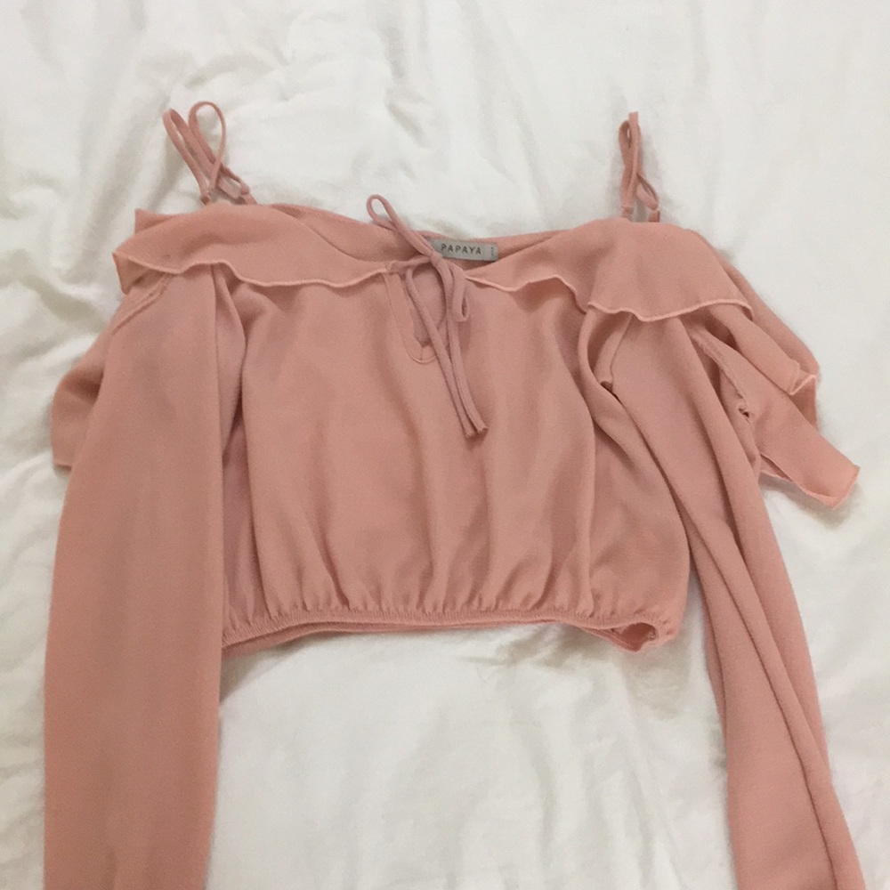 SUPER CUTE Papaya Cropped Fancy Top